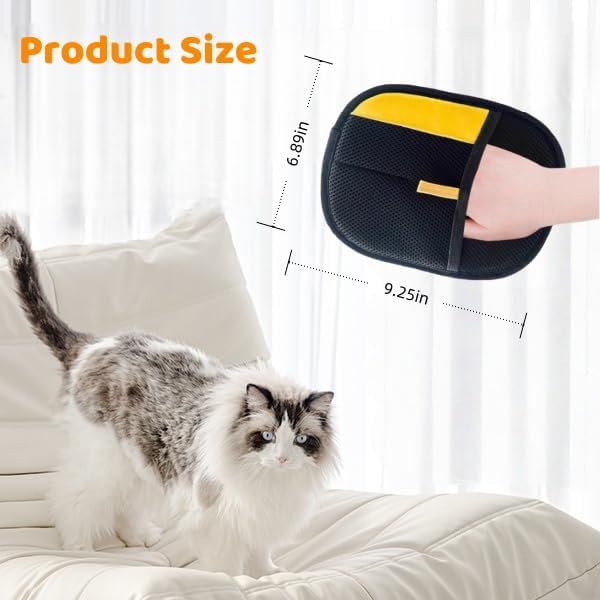 Upgraded pet Hair Removal Gloves, Reusable pet Hair Removal Gloves, 2 pcs cat Hair Removal Devices, Suitable for Clothes, Sofas, Carpets, car Seats. (2PCS Black)-Mewly Pet