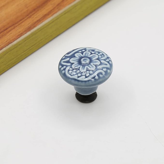 HUAMULAN 15 PCS Cabinet Knobs Glossy Ceramic Dresser Mushroom Table Drawer Cupboard Pull Furniture DIY Wardrobe Solid Color Vintage Handle,with 3 Size Mounting Screws