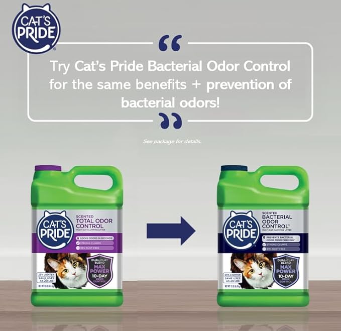 Cat's Pride Max Power: Total Odor Control - Up to 10 Days of Powerful Odor Control - Strong Clumping - 99% Dust Free - Multi-Cat Litter, Scented, 15 Pounds-Mewly Pet