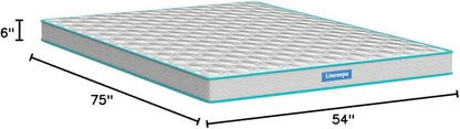 Linenspa 6 Inch Mattress - Firm Feel - Bonnell Spring with Foam Layer - Mattress in a Box - Youth or Kids Bed - Guest Bedroom - Durable and Breathable Support - Affordable - Full Size