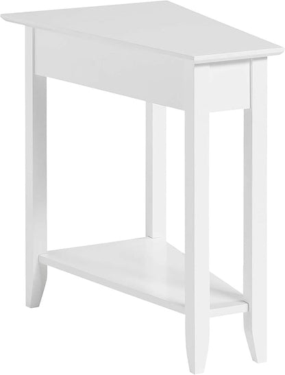 Convenience Concepts American Heritage Wedge End Table 24" - Classic Living Room Table with Storage Shelf,Side Table for Family Room, Bedside Table, White