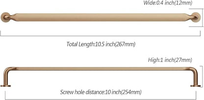 Asidrama 10 Pack 10 Inch(254mm) Champagne Bronze Kitchen Cabinet Handles, Cabinet Pulls Kitchen Cabinet Hardware for Cupboard Drawer Pulls