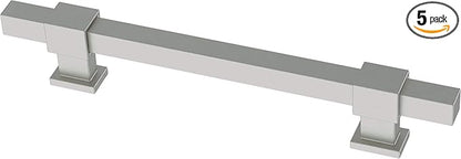 Franklin Brass Adjusta-Pull (5-Pack) Adjustable Drawer Pulls | Fits 1-3/8 to 6-5/16 Inch Hole Centers | Satin Nickel Cabinet Handles| Square Bar P44368-SNM-B