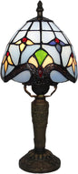 Tiffany Small Lamp Blue Baroque Stained Glass Table Lamp 3 Way Color-Temparetures Bedside Nightstand Table Lamps for Bedroom Living Room Home Office Desk Light W/LED Bulb 6X6X12.5Inch