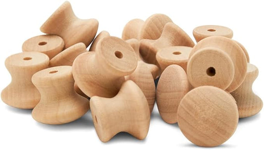 Woodpeckers 3/4-inch Birch Wood End Grain Knobs, Pack of 50 Unfinished Small Wooden Cabinet and Furniture Knobs
