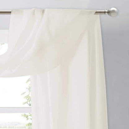NICETOWN Sheer Bed Canopy Scarf Valances 216 Long - Home Decoration Voile Scarf Valance Topper for Wedding, Party, Venue, Celebration Decoration, DIY (1 Piece, W60 x L216, Off White)