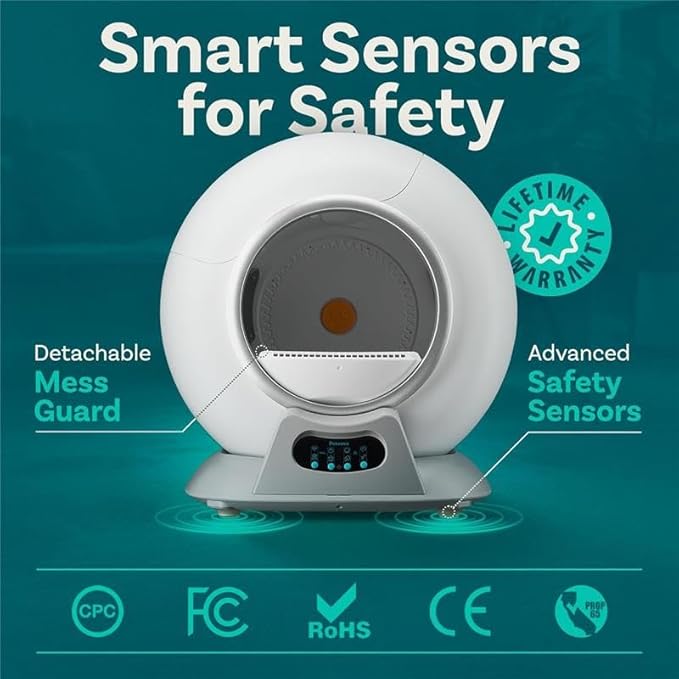 Self Cleaning Litter Box with Auto Safety Sensors for Multiple Cats - Automatic Cat Litter Box Self-Cleaning - Covered Odor Removal with APP Control - Compatible On All WiFi - Electric Robot-Mewly Pet