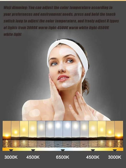 47" Half Moon LED Bathroom Mirror,Frameless Backlit Wall Mirror, Anti-Fog Smart Vanity Mirror,3 Colors Lights Dimmable Brightness and Time,Touch Switch(Left Semicircle,47 * 33in)