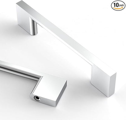 Asidrama 10 Pack 3.75 Inch(96mm) Polished Chrome Kitchen Cabinet Handles, Cabinet Pulls Kitchen Cabinet Hardware for Cupboard Drawer Pulls