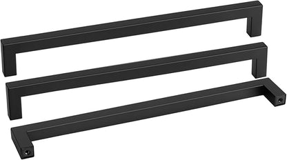 goldenwarm 60 Pack 18 Inch Black Cabinet Handles Matte Black Drawer Pulls Stainless Steel Cabinets Hardware Square Bar Modern for Kitchen Bathroom Cupboard