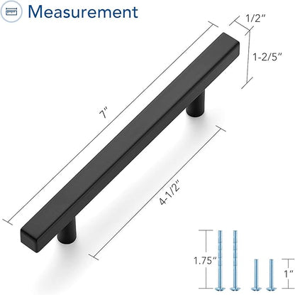 Ravinte Black Cabinet Handles 30 Pack 4-1/2 inch Matte Black Square Cabinet Pulls Kitchen Hardware 7 inch Overall Length Kitchen Drawer Pulls