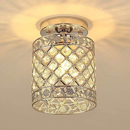 Create For Life® Mini Style Modern Decor Crystal Flush Mount Ceiling Light Fixture Crystal Chandeliers Light Ceiling Lamp for Hallway, Bar, Kitchen, Dining Room, Kids Room (6 inch Shade Dia)