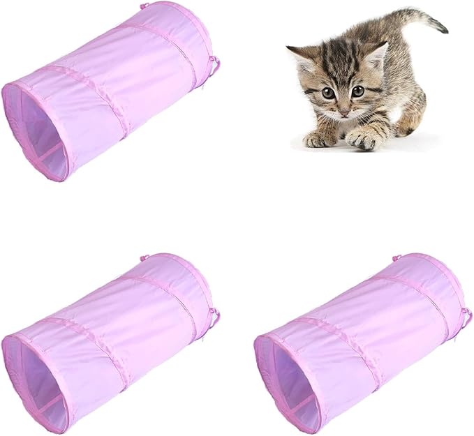 iCAGY Foldable Spiral Cat Tunnel - Indoor Toy for Small Cats, Kittens, and Rabbits - Tube for Interactive Play and Outdoor Fun - Pet Activity Toy 20" 3 Pcs-Mewly Pet