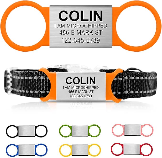 Personalized Dog & Cat ID - Engraved Dog Name Tag - Silent, No Noise - Slide On Custom Collar Tags for Small, Medium & Large Pets-Mewly Pet