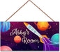 Personalized Sign Rocket Sign, Outer Space Theme Wall Decor Custom Name Door Plate for Kids Room Nursery Stars Galaxy Art Wall plaques For Boys Room Girls Bedroom