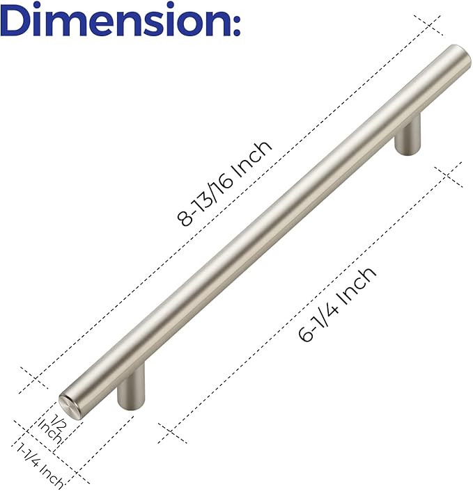 Ravinte 10 Pack 8-13/16 Inch Cabinet Handles Brushed Nickel Stainless Steel Kitchen Drawer PullsCupboard Cabinet Pulls 8-13/16"Length,6-1/4" Hole Center