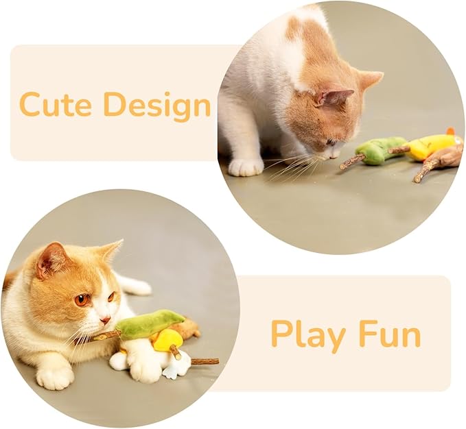 4-Piece Catnip Toys with Valerian Stick Catnip Toys with Various Cute Animal Styles, Plush Cat Toys for Indoor Cats, Cat Chew Toys Kitten Toys-Mewly Pet