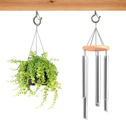 48 PCS Q-Hanger Hooks, Screw Hooks for Outdoor String Lights, Safety Buckle Design Cup Eye Hook for Hanging Christmas Lights, Plants, Mounted on Wall Ceiling, Include 1 Wing Nut Driver, Copper