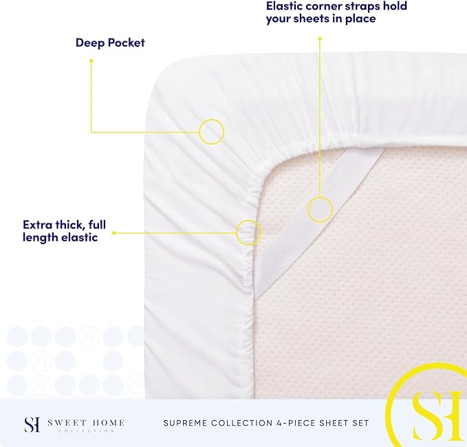 1800 Thread Count Sheet Set – Soft Egyptian Quality Brushed Microfiber Sheets – Luxury Bedding Set with Flat Sheet, Fitted Sheet, 2 Pillow Cases