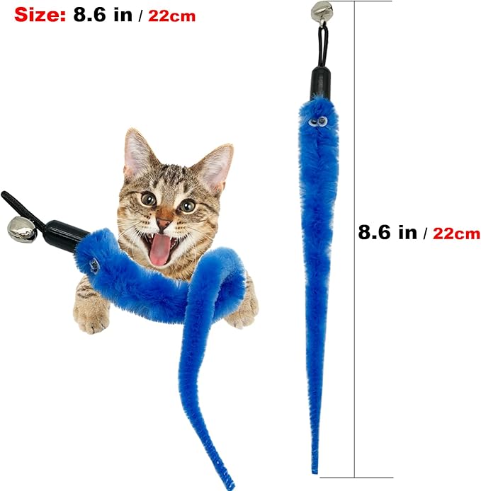 Cat Worm Toy Refills, 20 Pieces Cat Wand Attachments Worms Toy for Indoor Cats (A)-Mewly Pet