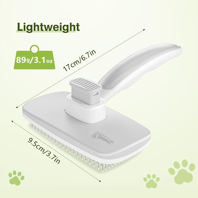 Pecute Self-Cleaning Slicker Brush for Dogs, Cats, Lightweight Dog Brush for Shedding Massaging Grooming, Cat Brush Gently Removes Loose Fur Undercoat for Small Dogs Cats Rabbits of All Hair Types-Mewly Pet