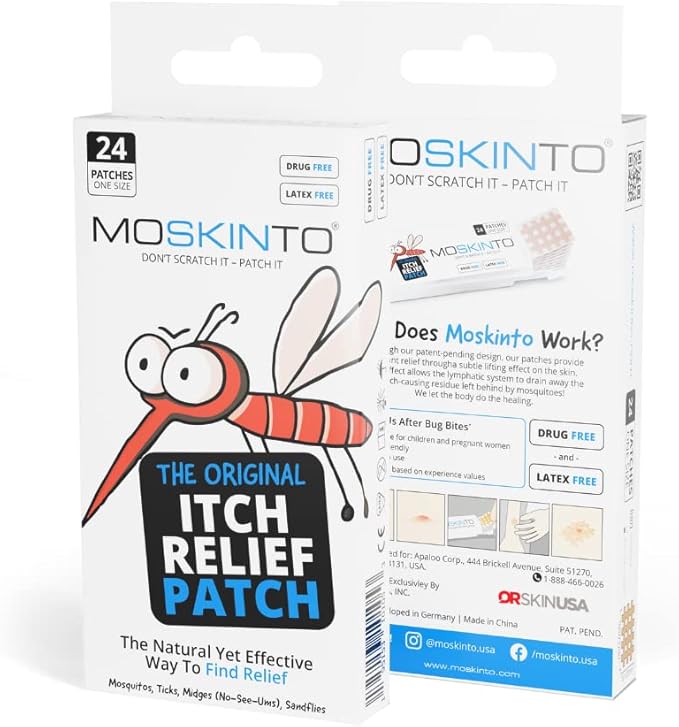 Moskinto The Original Itch Relief Patch, Mosquito Bite Patches for Kids and Adults, Instant Relief Natural Patches for Bug Bites, Travel Pack + Family Pack, Nude & Colorful Patches, 66 Count-Mewly Pet