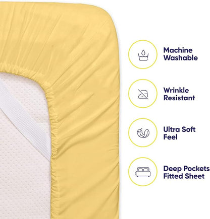 Sweet Home Collection 6 Piece 1500 Supreme Collection Brushed Microfiber Deep Pocket Sheet Set-2 Extra Pillow Cases, Great Value, Rv Short Queen, Yellow