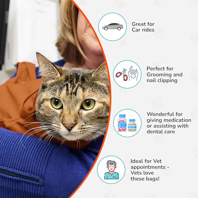 Cozy Comfort Carrier - Extra Large Caramel Pet Carrier for Cat and Cat Restraint for Medication Administration, Nail Clipping, Travel, Vet Visits, and Dental Care-Mewly Pet