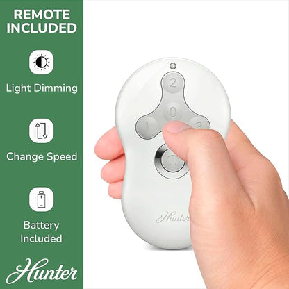 Hunter 44 inch Indoor Ceiling Fan with LED Light and Remote Control - Modern Ceiling Fan, Low Profile Mount, 4 Black Oak Blades, For Bedroom, Living Room, or Kitchen - Dempsey 59243, Brushed Nickel