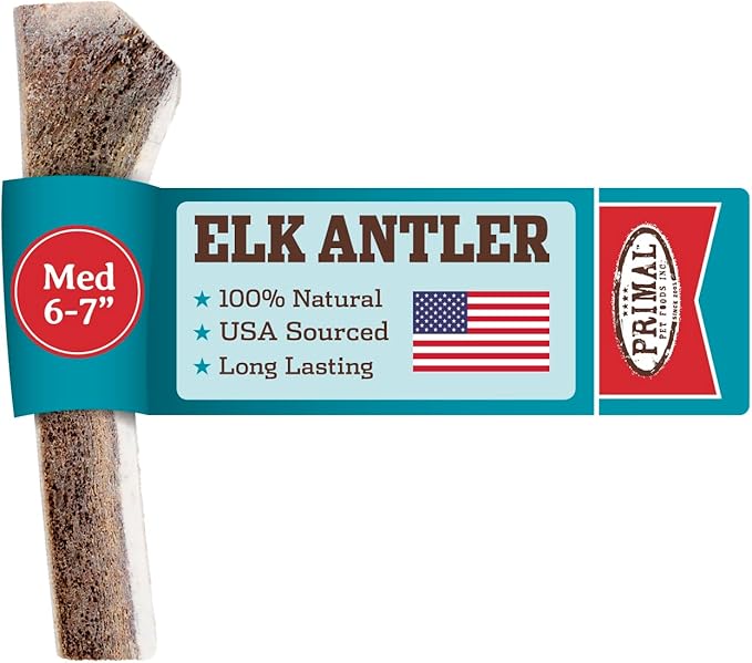 Primal Antlers for Dogs, Grade A Split Elk Antlers for Medium Canines 15-30 lb, Natural Chews for Aggressive Chewers, Naturally Shed, Long Lasting Dog Bones, 1 ct-Mewly Pet