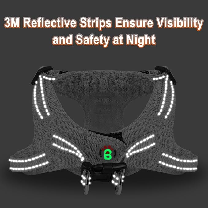 Dog Harness Step in Dog Vest Harness, Reflective Adjustable Puppy No Pull Harness Breathable Soft for Small and Medium Dogs Cats, Grey, XS-Mewly Pet