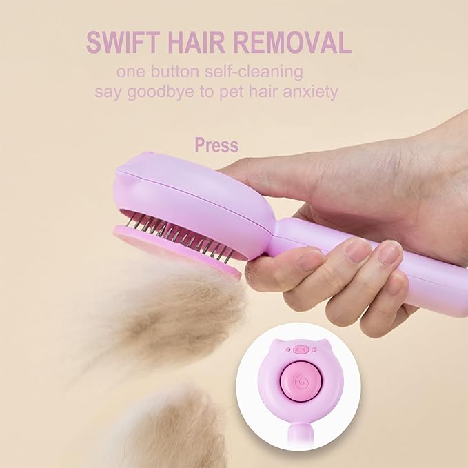 Cat Brush Dog brushes with Release Button for Shedding Grooming, fit for Long or Medium Haired Cats, Lightweight Skin Friendly Pet Brush Hair Removal Comb Brushes for Kitten-Mewly Pet