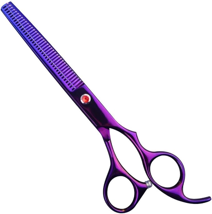 LILYS PET Professional PET Grooming Scissors Kit,Coated Titanium,Sharp and Strong Stainless Steel Blade for Dogs Cats Hair Cutting,3 Pieces of Scissors with a Comb and a Case (7.0 inches, Purple)-Mewly Pet