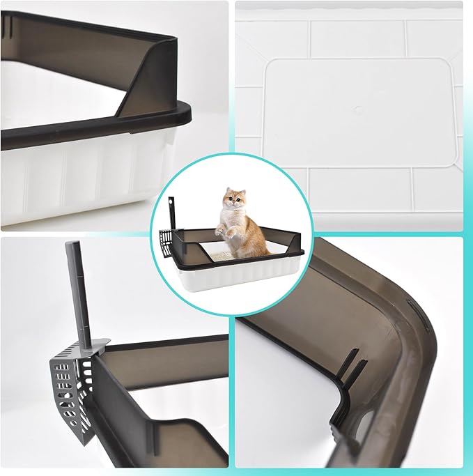 Large Cat Litter Box with High Sides,Semi Enclosed Cats Litter Box,Anti-Splashing Detachable Cat Litter Pan,Kitten Toilet with Litter Sifting Scoop for Big Middle Small Cats,Easy to Clean No Odor-Mewly Pet