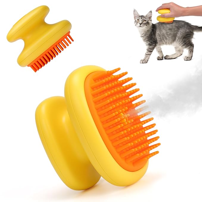 Cat Steam Brush, 3 in 1 Cat and Dog Grooming Brush for Shedding, Pet Hair Cleaning, Silicone Massage, Anti-Static Pet Spray Hair Removal Comb-Mewly Pet