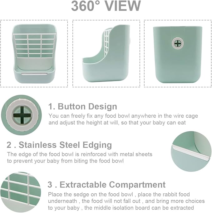 Litewoo Rabbit Hay Feeder Food Bowl Feeding Rack for Small Animal Guinea Pig Chinchilla Bunny Cage Accessories-Mewly Pet