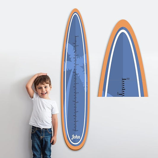 Personalized Growth Chart for Wall, Wooden Height Chart for Kids, Cute Height Measurement for Child/Girls/Boys, Baby and Toddler's Playroom/Kid's Room/Nursery Decor, Surfboard