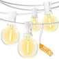 SUNSGNE White String Lights Outdoor, 50FT White Outdoor Lights with 52 G40 Shatterproof LED Bulbs(2 Spare) for Patio Garden Porch Pergola Bistro Outside Decorations, E12 Socket