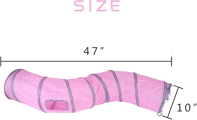 iCAGY Cat Tunnel for Indoor Cats Interactive, Rabbit Tunnel Toys, Pet Toys Play Tunnels for Cats Kittens Rabbits Puppies Crinkle Pop Up 47" Shape S-Mewly Pet