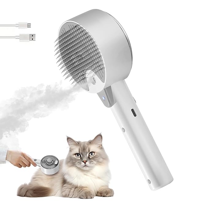 Cloud Care Cat Brush for Indoor Cat Steam Brush for Shedding Spritz Defur Comb for Cats Dogs Steam Brushes for Long Short Hair Cats Dogs Pet Steam Brushes for Massage Grooming Self-Cleaning-Mewly Pet