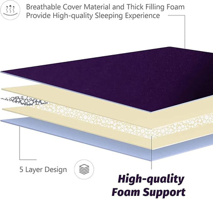 MAXYOYO Japanese Floor Futon Mattress, Roll Up Floor Mattress for Adults Foldable Tatami Mat Sleeping Pad Dormitory Bed Lounger, Purple, Queen Size