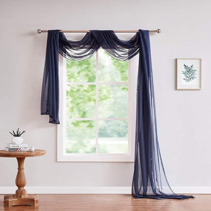 Warm Home Designs 24 Feet Long Royal Navy Blue Sheer Window Scarf. These XXL Length Valance Scarves 54 X 288 Inches in Size. Great as Bed Canopy or Wedding Arch Draping Fabric. AM Navy Blue 288"