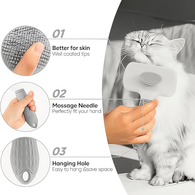 Namylya Cat Brush for Shedding & Grooming – Slicker Brush for Dogs and Cats with Long Hair – Removes Tangles, Mats & Loose Fur-Mewly Pet