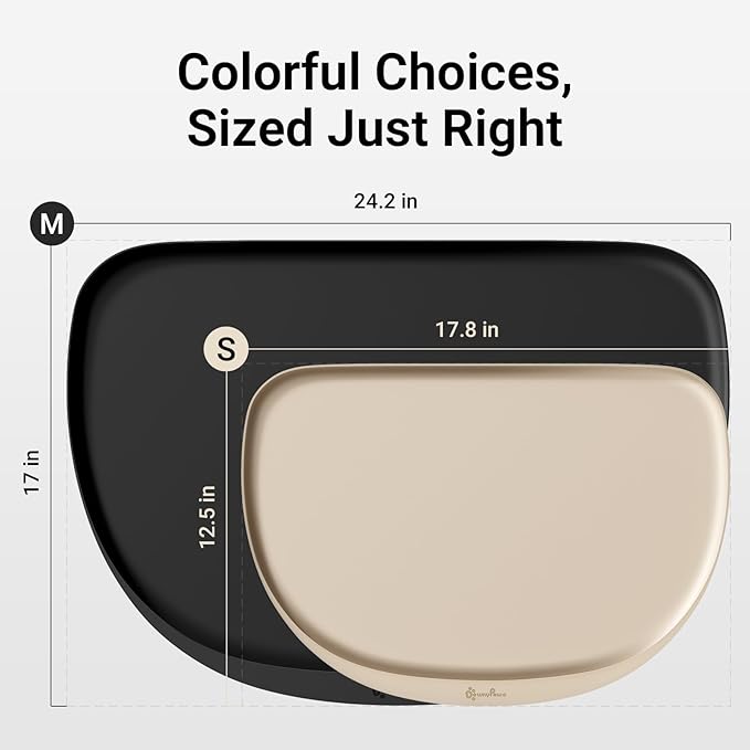 DownyPaws Dog Food Mats for Floors Waterproof, BPA Free Silcone Dog Bowl Mat, Non-Slip Pet Feeding Mat with High Raised Edge, Cat Placemat for Messy Drinkers, 18"×12.5", Almond-Mewly Pet