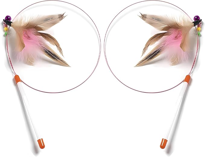 Cat Toys Interactive for Indoor Cats,2 PCS Cat Feather Toys and Wand Toys for Chase Exercise and Teaser Play with Kitten-Mewly Pet