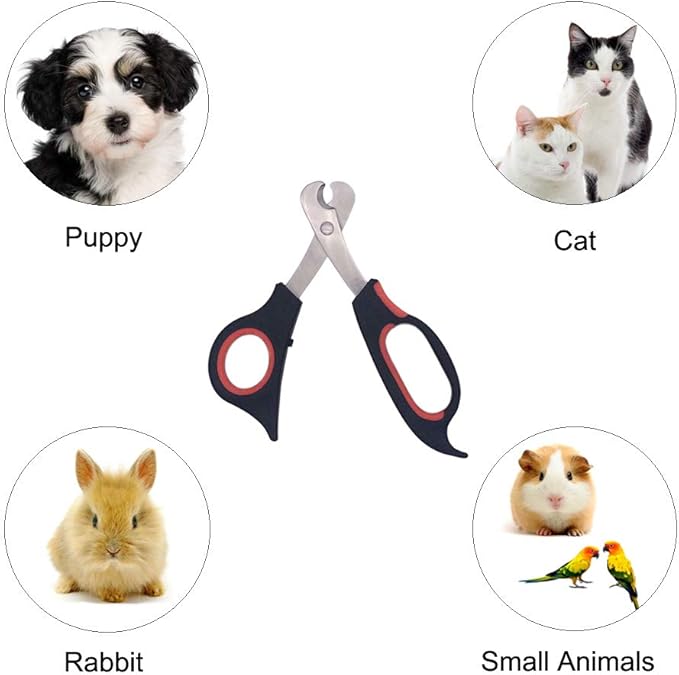 Professional Cat Nail Clippers Trimmer Scissors for Small Breeds, Puppies, Rabbits, and More, Safe Sharp Stainless Steel Blades, Non-Slip Big Handles, Easy at Home Grooming-Mewly Pet