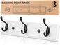 Wooden Coat Rack, Wall-Mounted Organizer for Closet, Entryway, Hallway, Foyer, Bedroom, Heavy Duty Double Hooks for Hanging Towels, Bags, Hats, Jackets, Key (WhiteBlack, 3 Hooks)