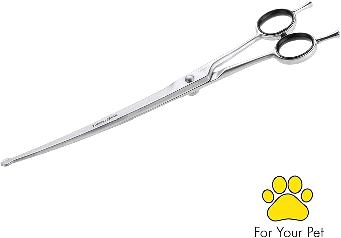 Tweezerman 9" Pet Grooming Scissors with Safety Round Tips, Professional Curved Grooming Shears for Medium to Large Dogs-Mewly Pet
