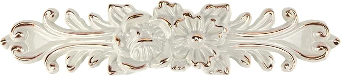 6Pcs 5" Hole to Hole Euro Rose Decorative Cabinet Pull Handles Ivory Vintage Kitchen Zinc Alloy Flower Drawer Dresser Vanity Nightstand Cupboard Wardrobe Pull Handles