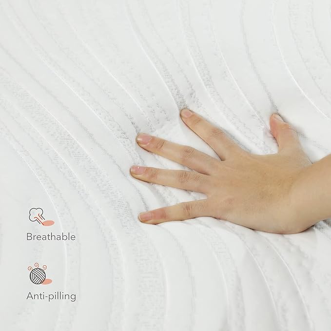 Sweetnight 12” Hybrid Mattress with Gel Memory Foam & Pocket Innerspring , Bed Mattress with Moisture Wicking Adaptive Cover, Medium Firm, White & Grey, Queen Size